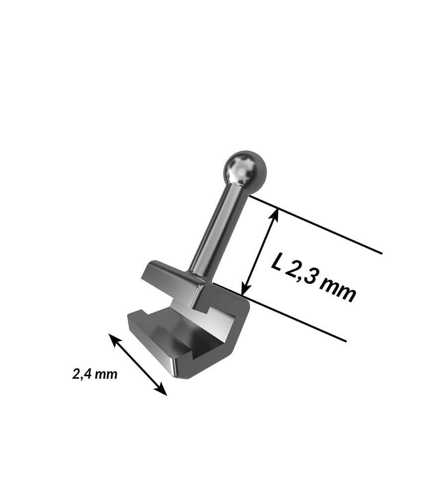 Klemmhäkchen mit Ball-Hook, lang (2,3 mm)